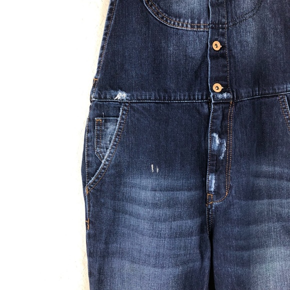 Zara TRF Blue Denim Halter Neck Overalls Size XS - Picture 5 of 5